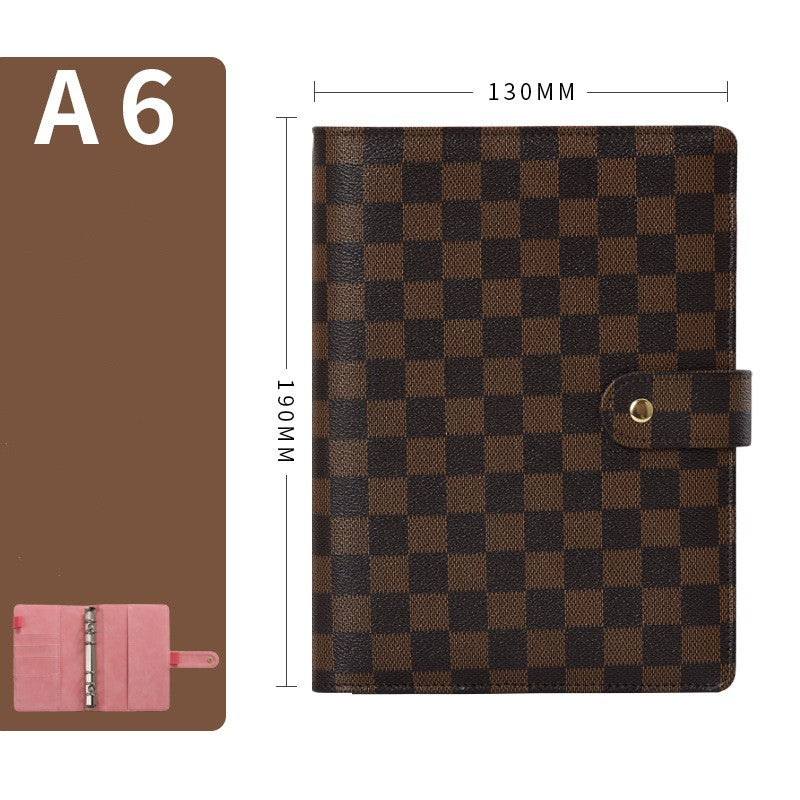 Loose-leaf Book High-grade Leather Cover Checkered Notebook Book
