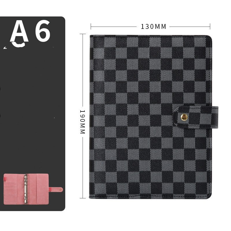 Loose-leaf Book High-grade Leather Cover Checkered Notebook Book